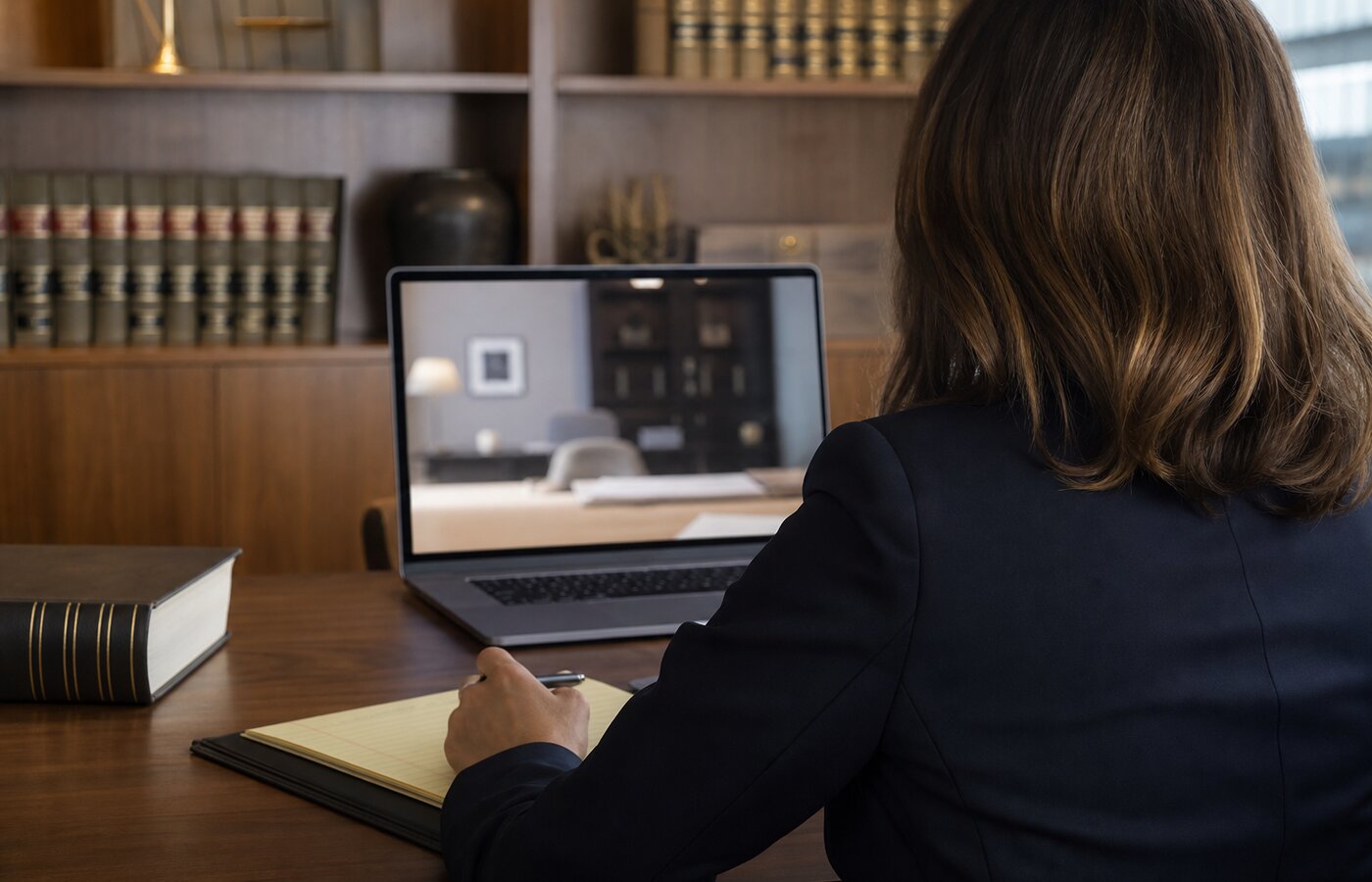Abogada en videoconsulta sobre firma electrónica