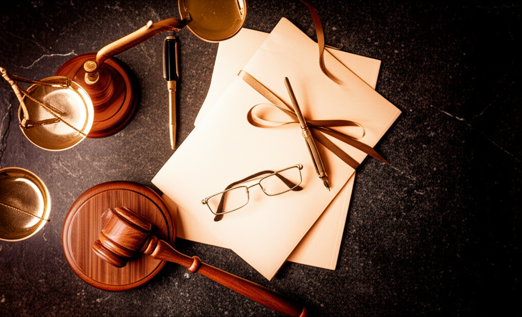 Balanza de justicia y herramientas legales